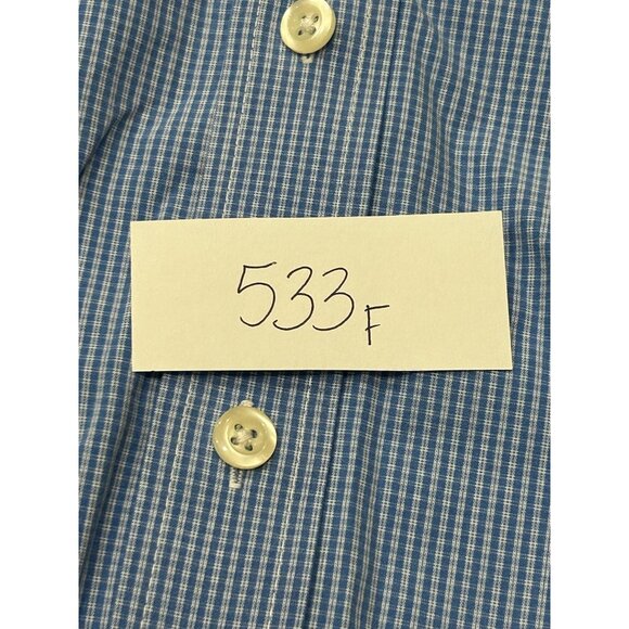 Izod Blue Gingham Long Sleeve Button Front Shirt Sz 2XL Career Business Casual - Picture 8 of 9